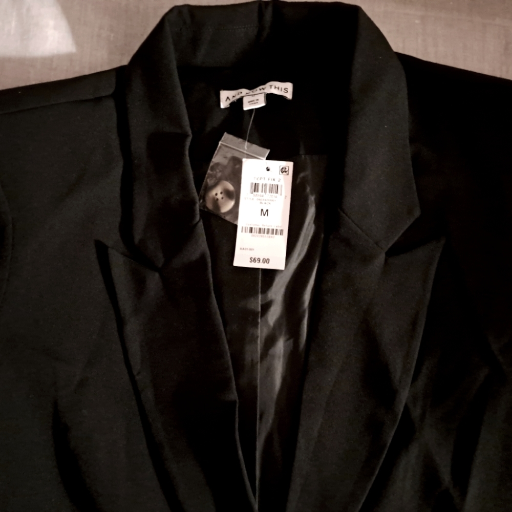 NEW SUIT JACKET BLACK, Boyfriend Style, POCKETS, Womens $76 12 - 14 L, oversized